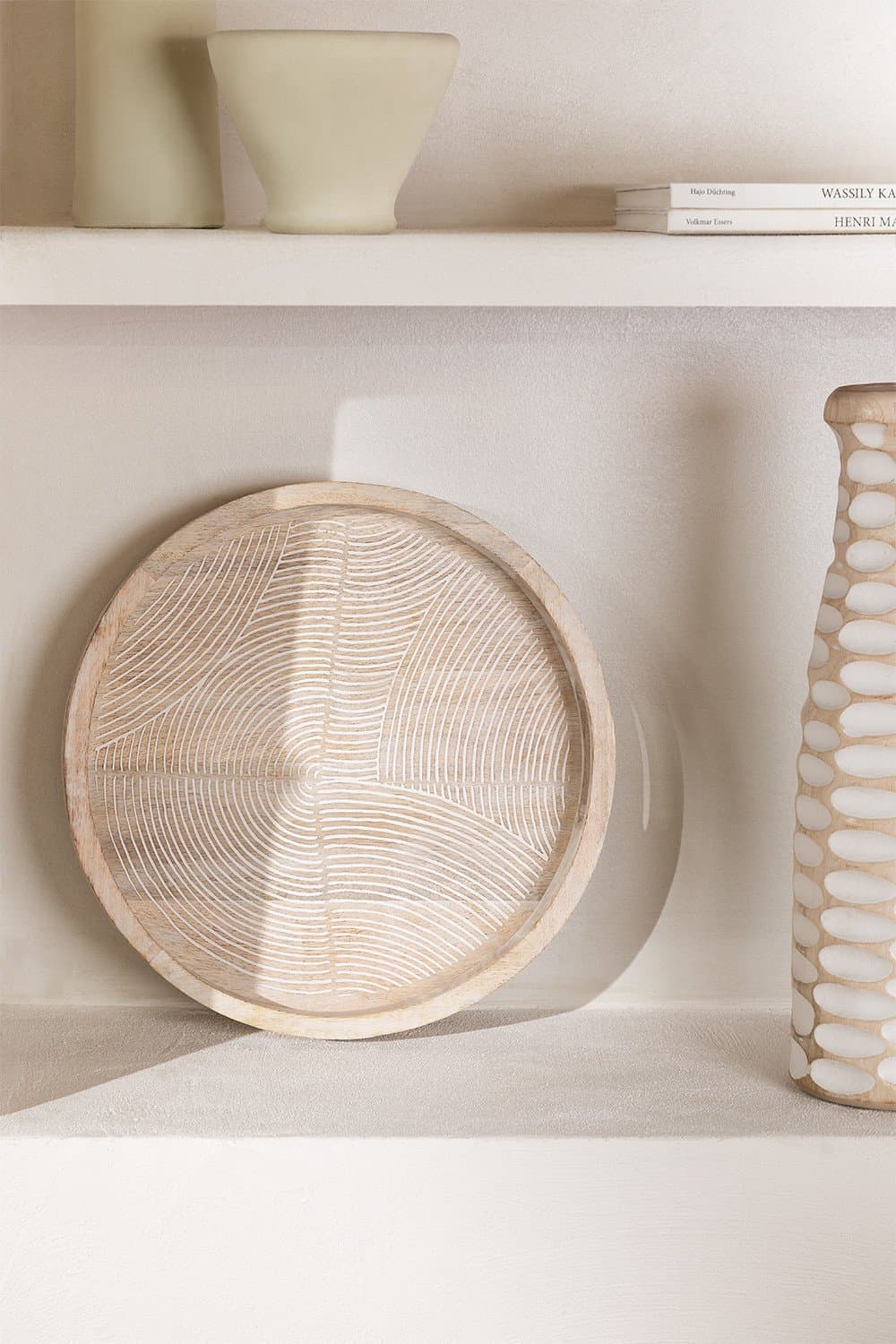 Decoratief dienblad in mangohout (Ø38 cm) Diborna, galerij beeld 1