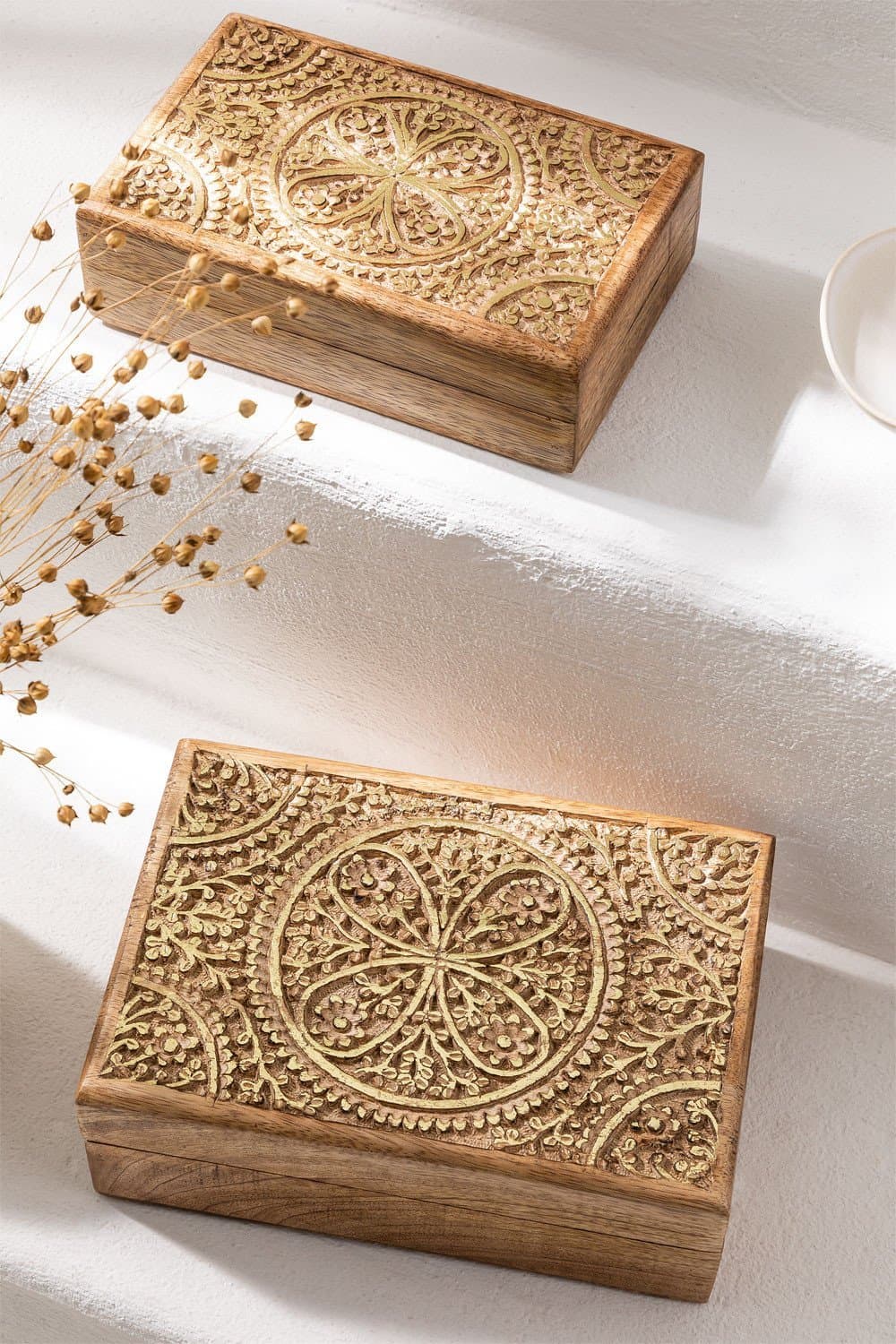 Set van 2 Nanup opbergdozen van mangohout , galerij beeld 1