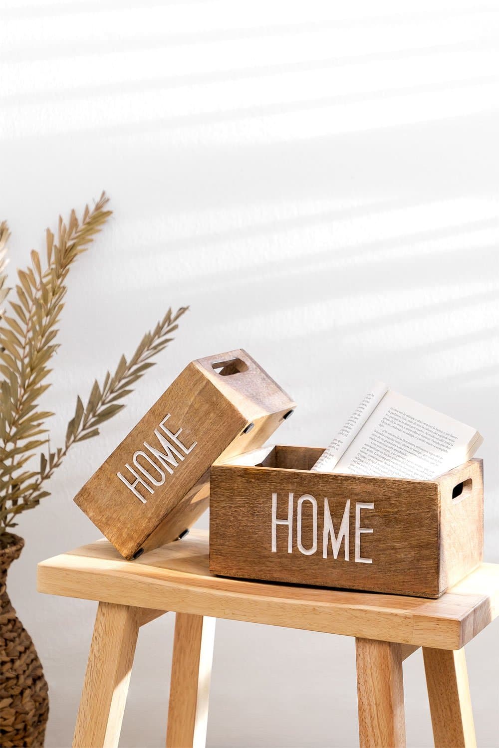 Set van 2 Evelia mangohouten opbergdozen , galerij beeld 1