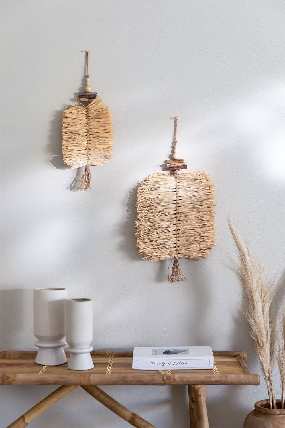 Set van 2 wanddecoraties in Raffia Pravia, galerij beeld 1