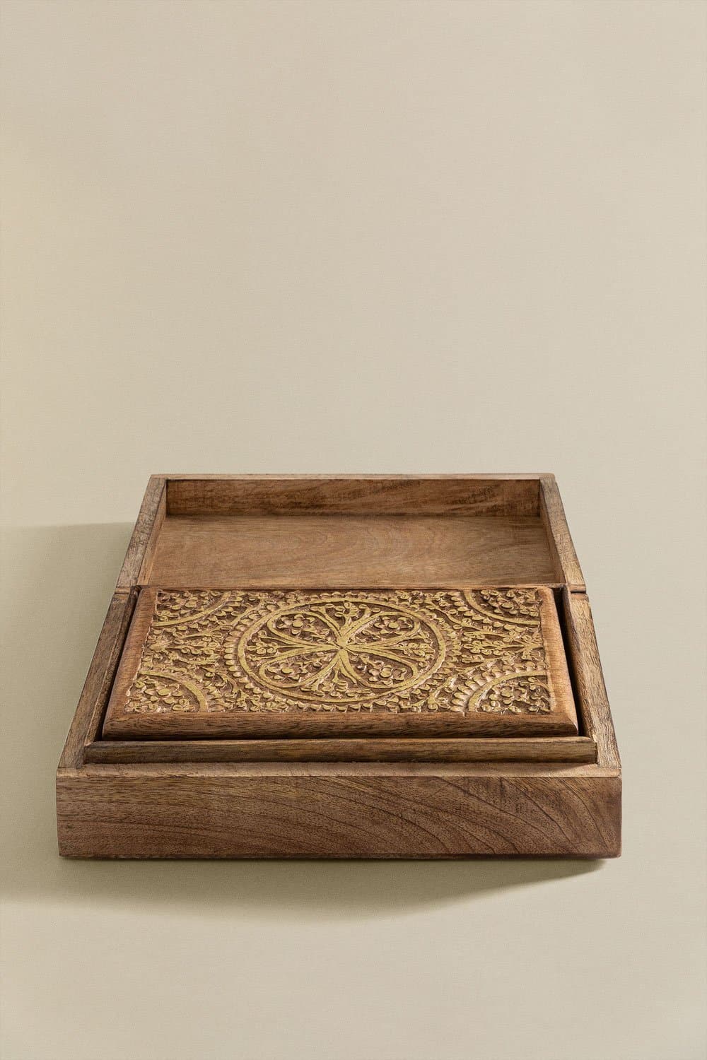 Set van 2 Nanup opbergdozen van mangohout , galerij beeld 4