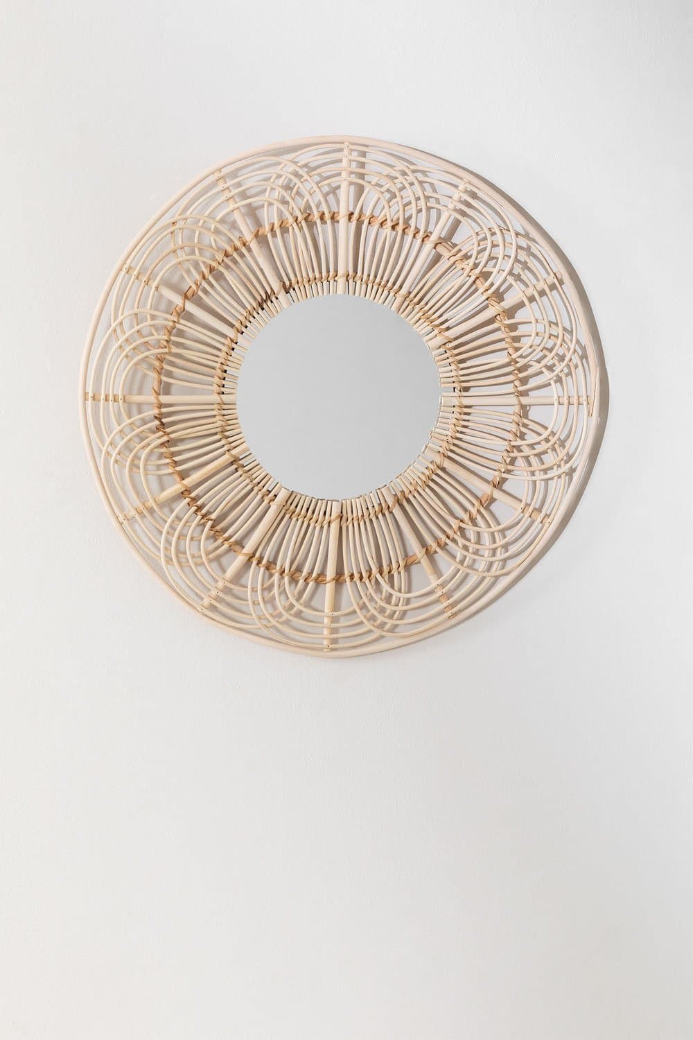 Ronde Rotan Wandspiegel (Ø60 cm) Corent, galerij beeld 1