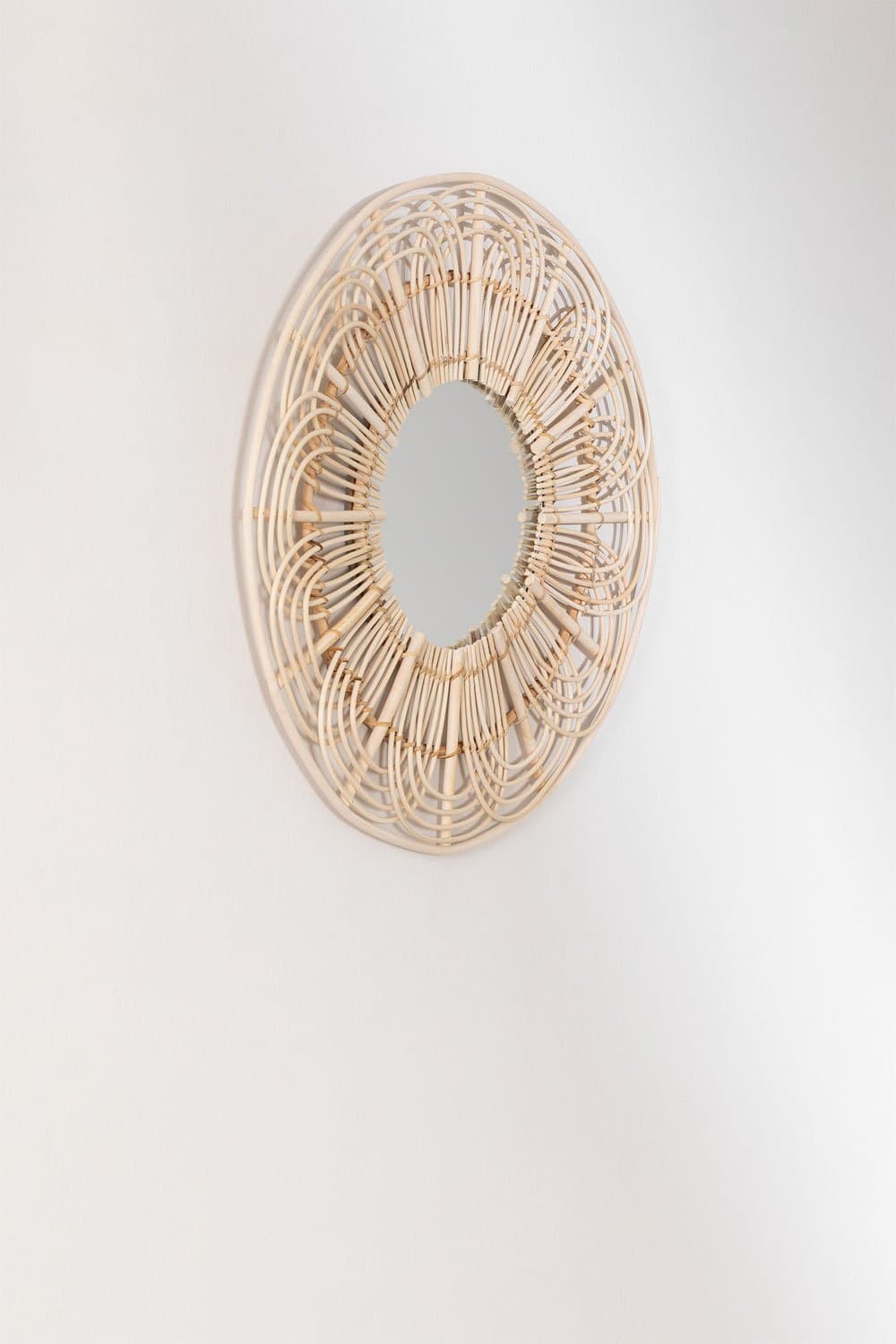 Ronde Rotan Wandspiegel (Ø60 cm) Corent, galerij beeld 2