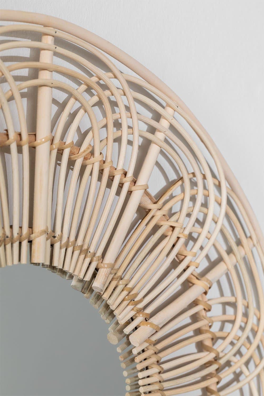 Ronde Rotan Wandspiegel (Ø60 cm) Corent, galerij beeld 3