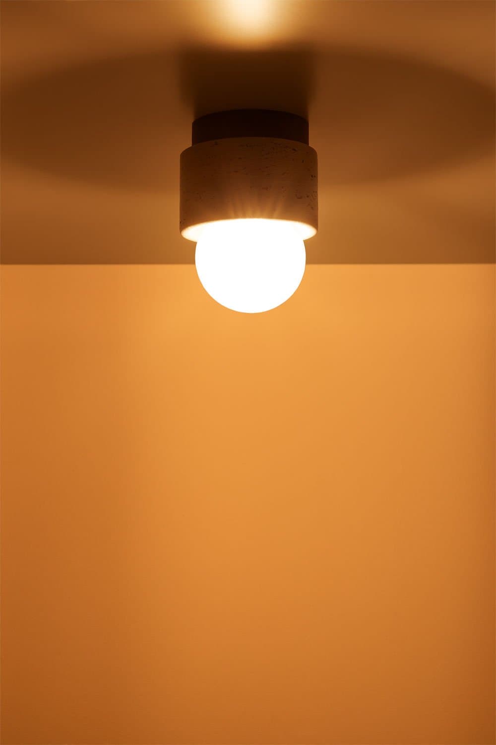 Davise plafondlamp van travertijn en hout, galerij beeld 3