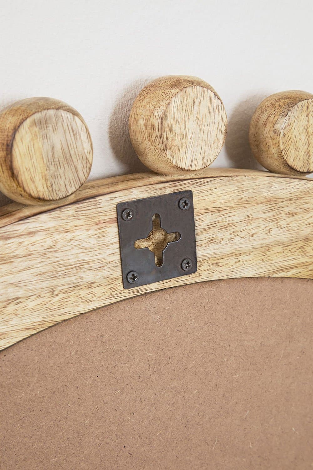 Ronde mangohouten wandspiegel (Ø80 cm) Joey, galerij beeld 6