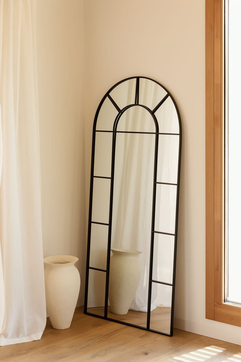 Wandspiegel 80x180 cm in metaal venstereffect Diana, galerij beeld 1