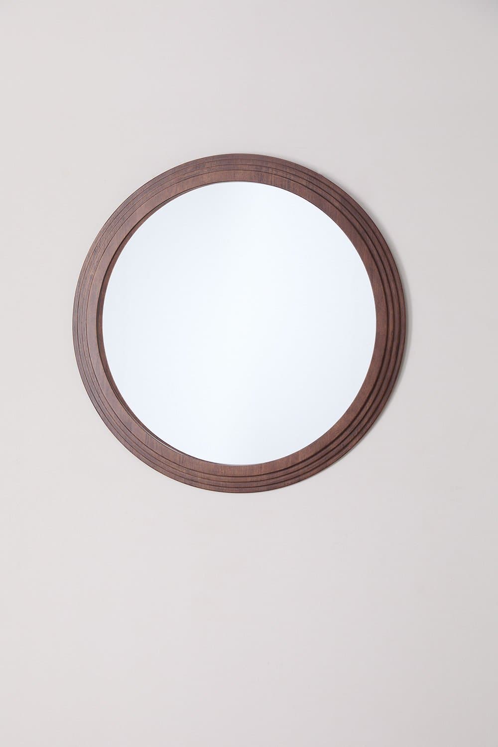 Ronde eikenhouten wandspiegel (Ø75 cm) Ozande , galerij beeld 3