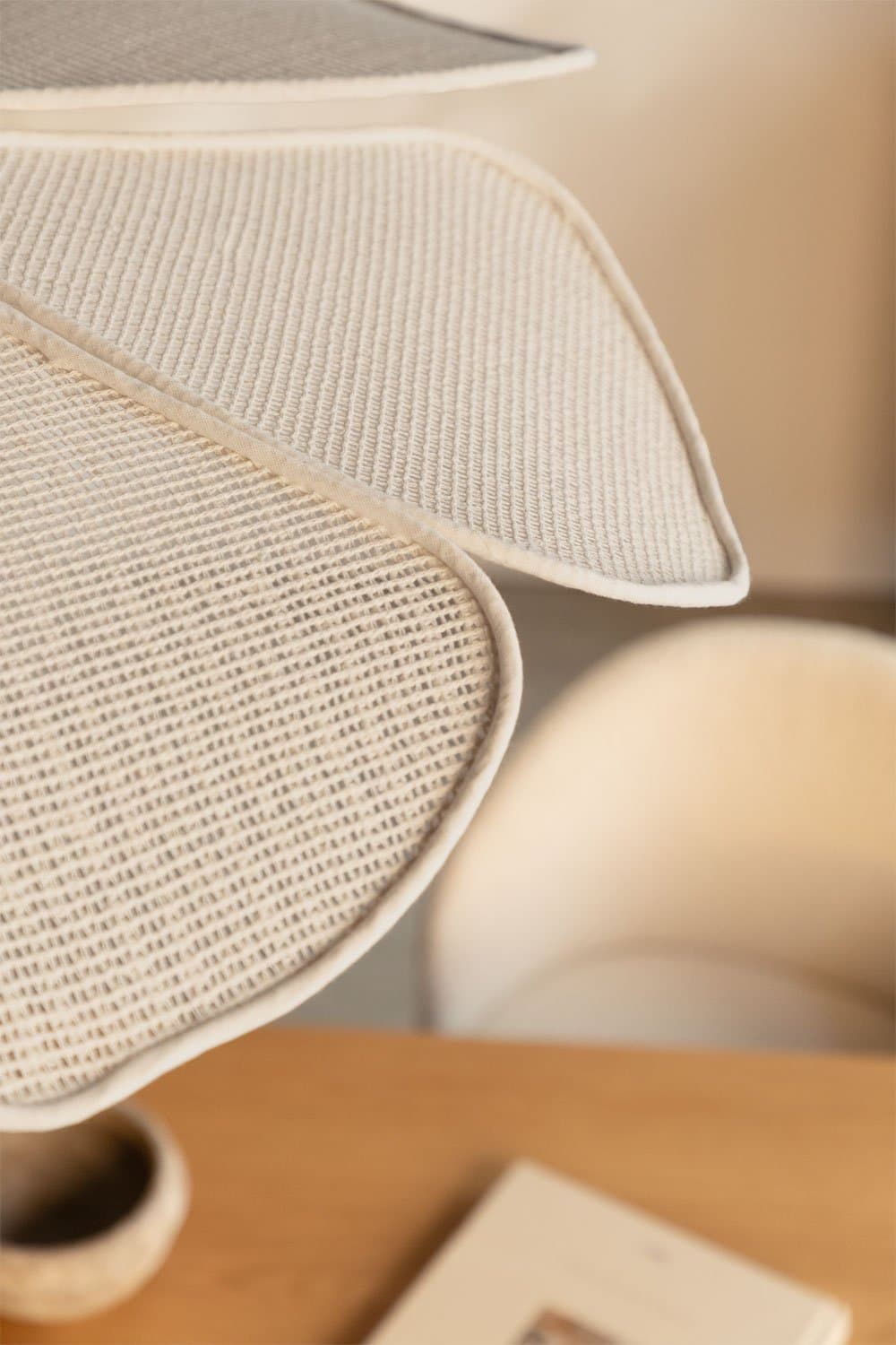 Plafondlamp van crèmekleurig beige linnen en katoen Ø75 cm Benavid, galerij beeld 2