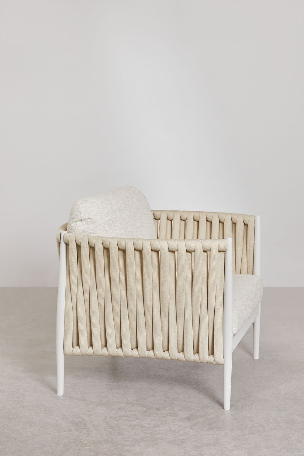 Sereilen tuinfauteuil in aluminium en bouclé stof, galerij beeld 4