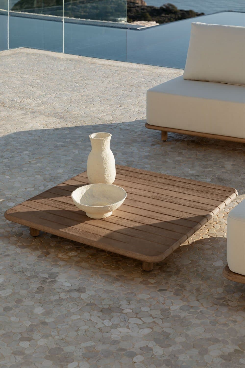 Vierkante tuintafel 95x95 cm in acacia Portet, galerij beeld 1